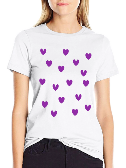 Heart Print Crew Neck T-Shirt