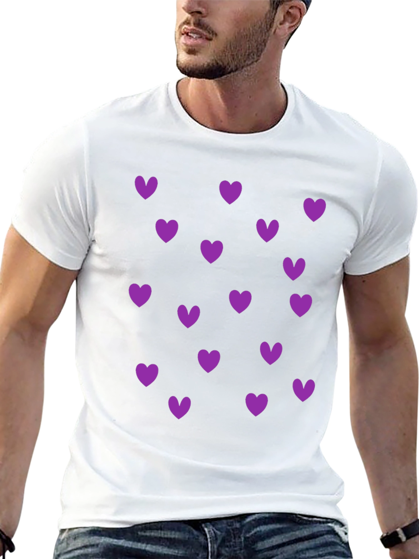 Heart Print Crew Neck T-Shirt
