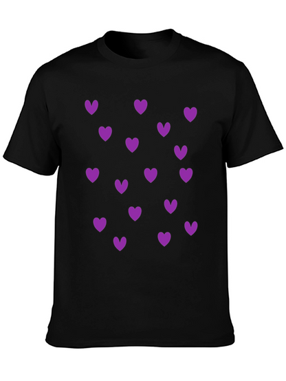 Heart Print Crew Neck T-Shirt