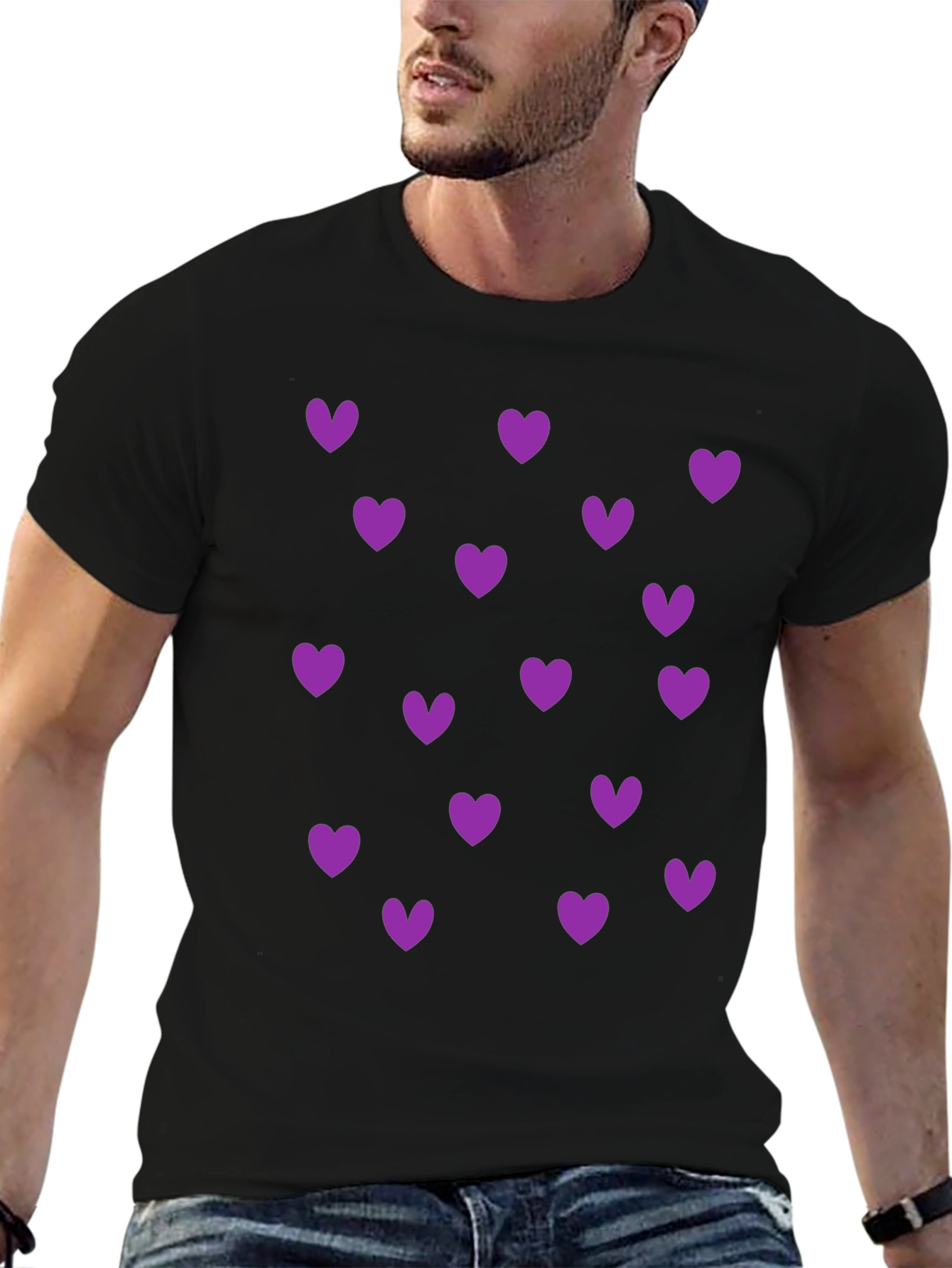 Heart Print Crew Neck T-Shirt