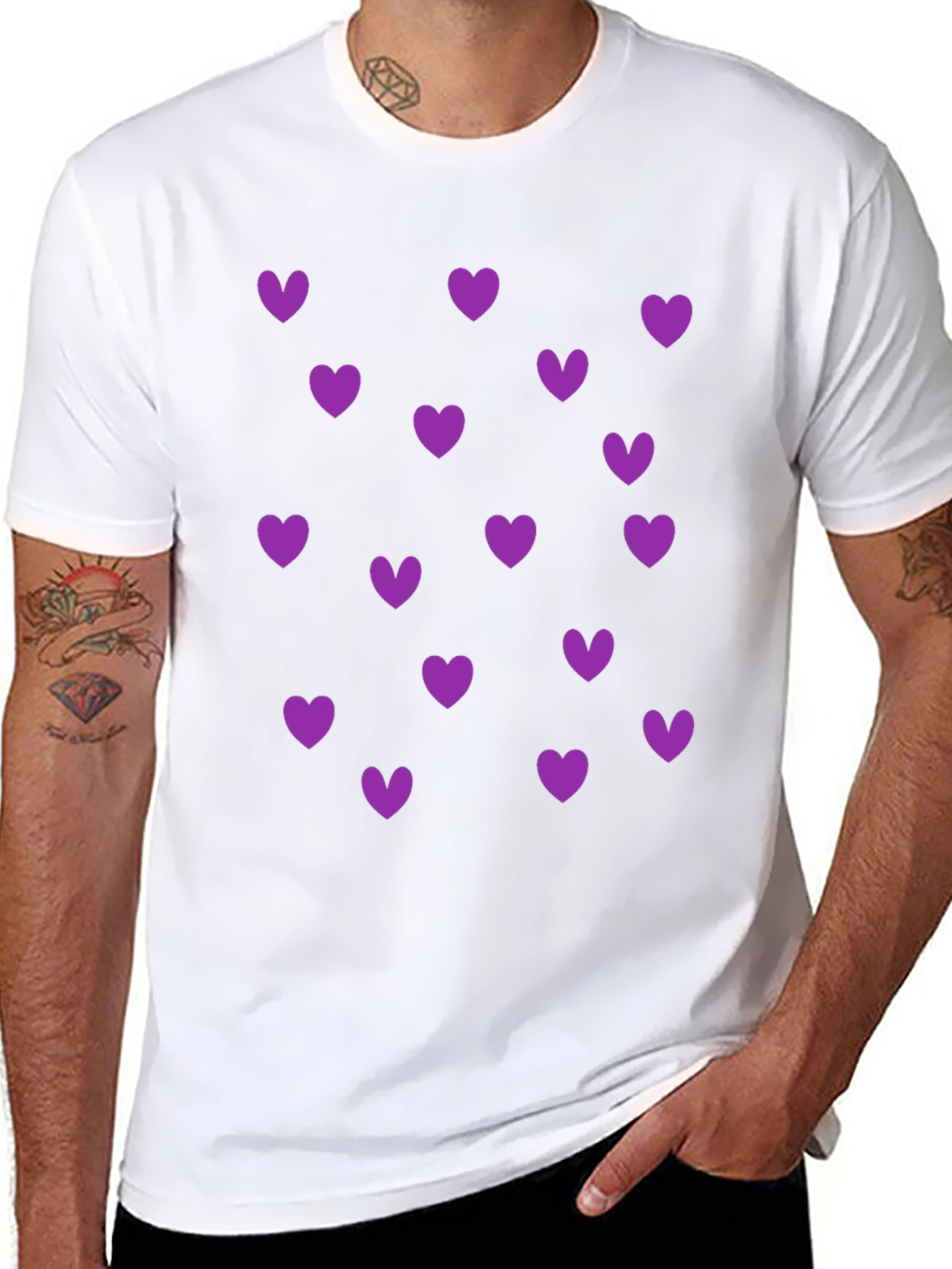 Heart Print Crew Neck T-Shirt