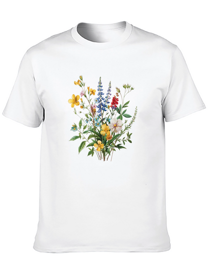 Floral Bouquet Print Black T-Shirt