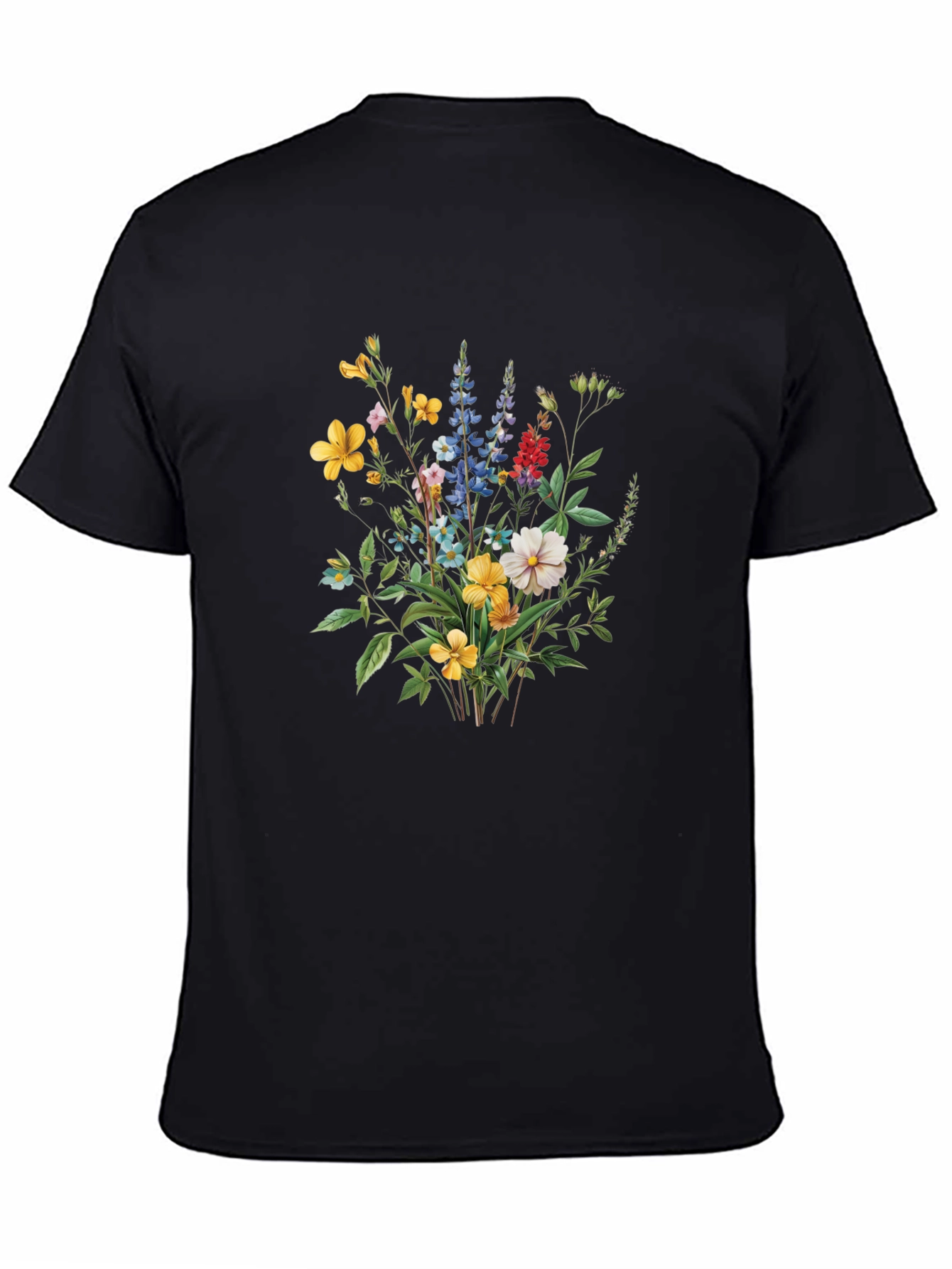 Floral Bouquet Print Black T-Shirt