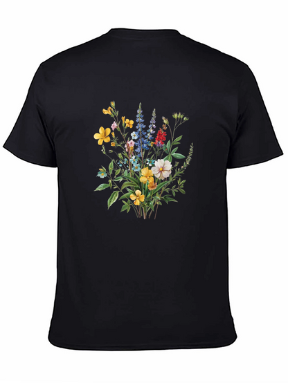 Floral Bouquet Print Black T-Shirt