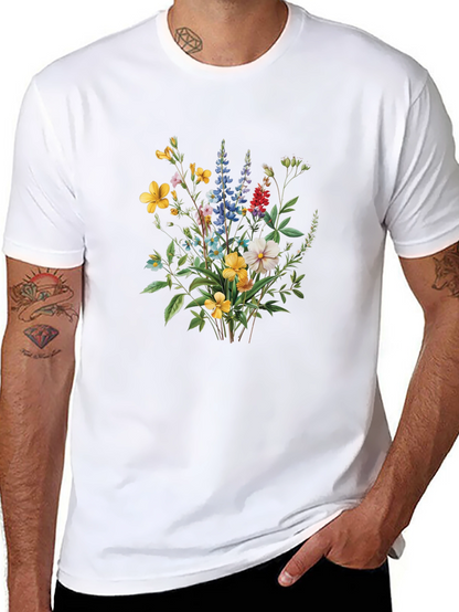Floral Bouquet Print Black T-Shirt