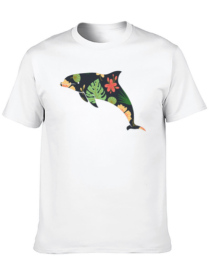 Floral Dolphin Black Graphic Tee