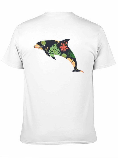 Floral Dolphin Black Graphic Tee