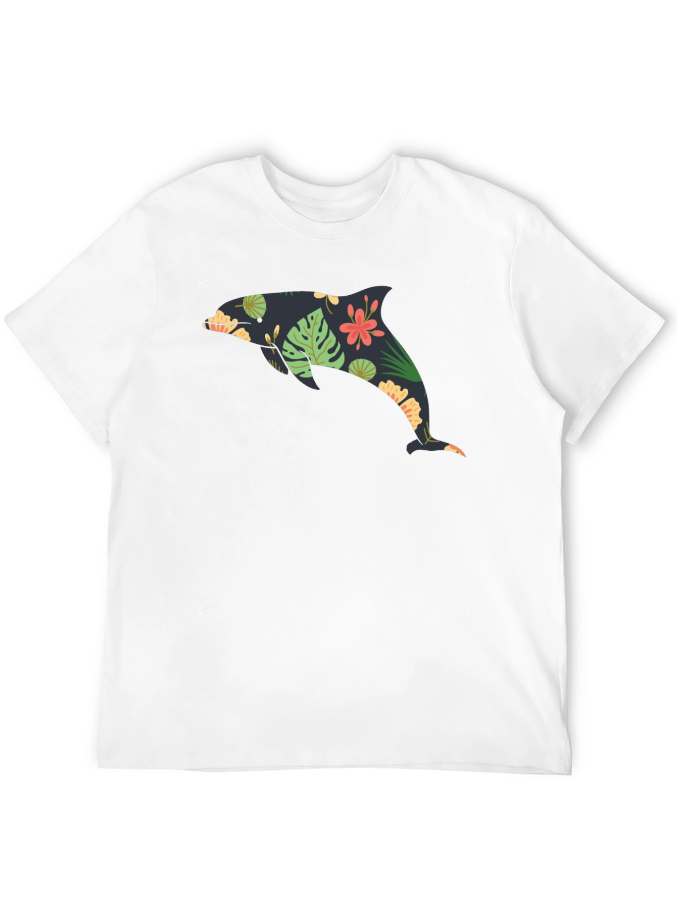 Floral Dolphin Black Graphic Tee