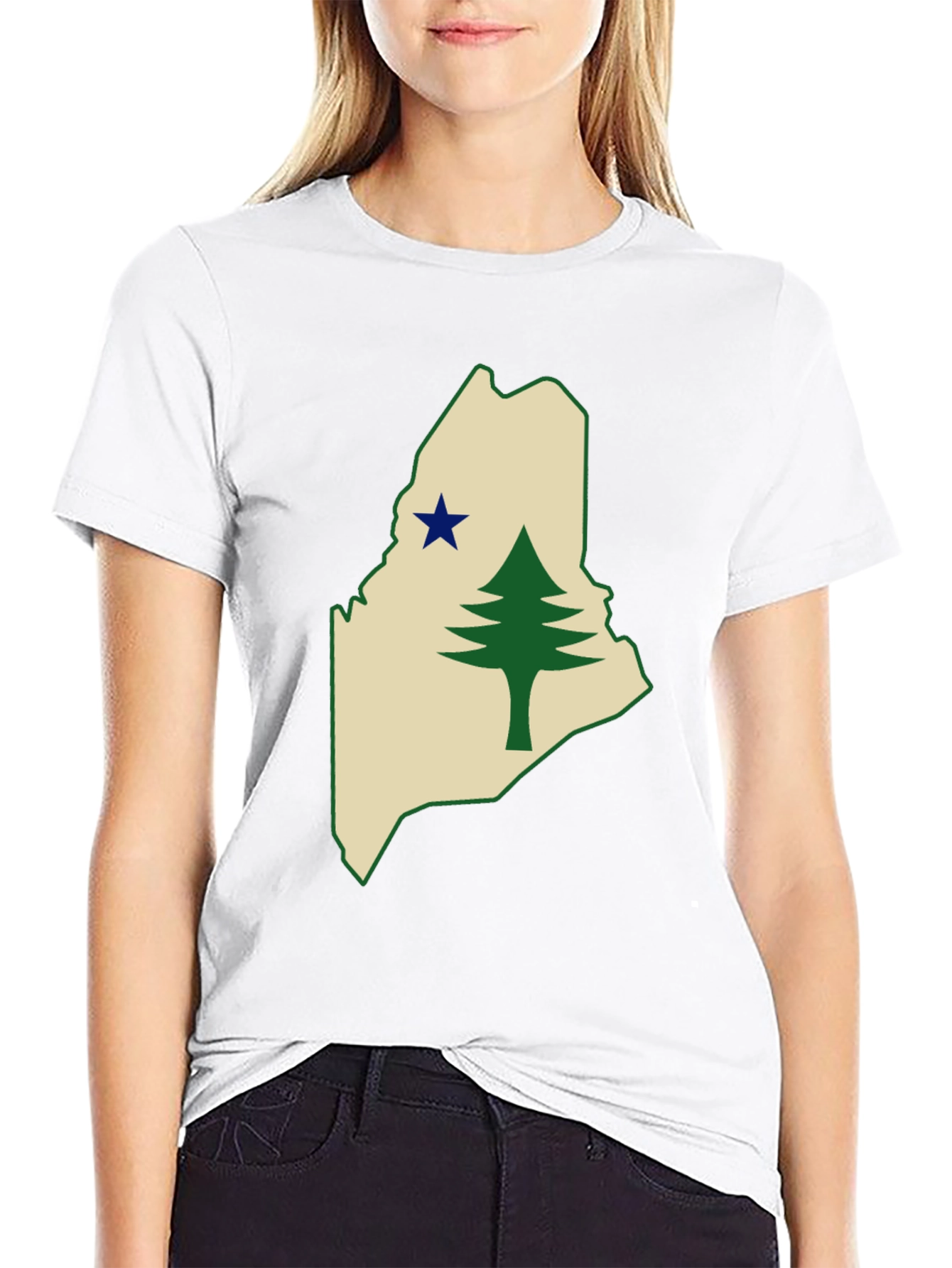 Maine State Flag T-Shirt - Pine Tree & Star