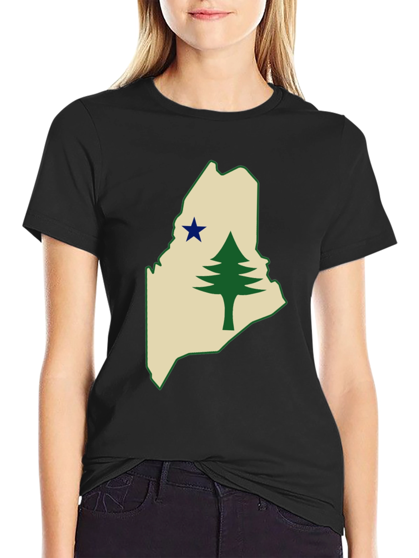 Maine State Flag T-Shirt - Pine Tree & Star