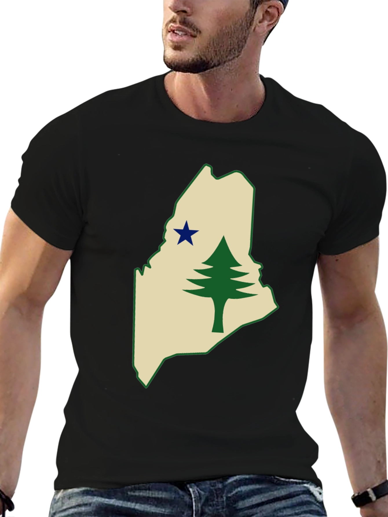 Maine State Flag T-Shirt - Pine Tree & Star