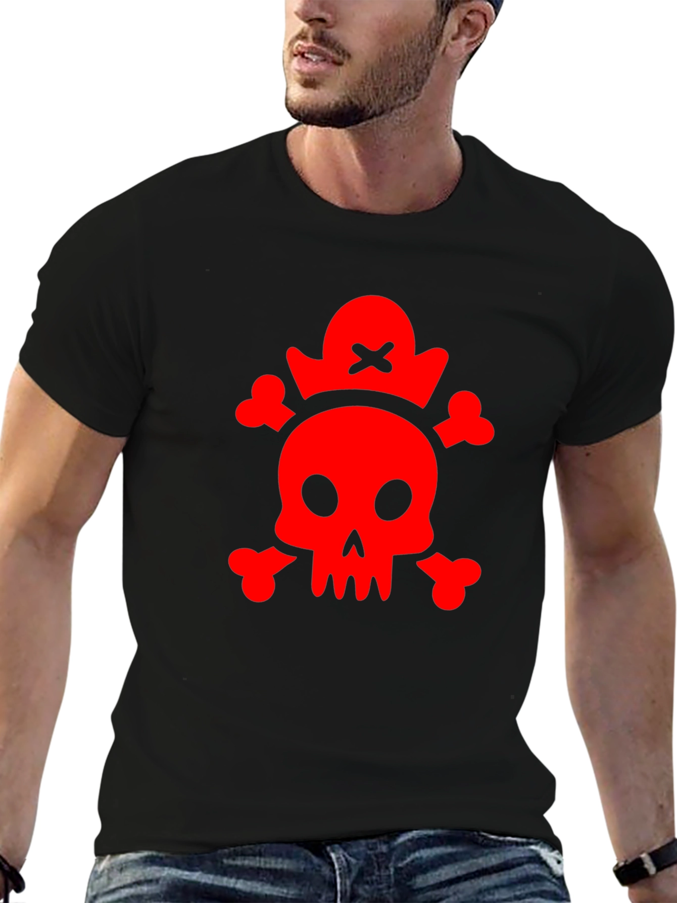 Red Skull & Crossbones Black T-Shirt