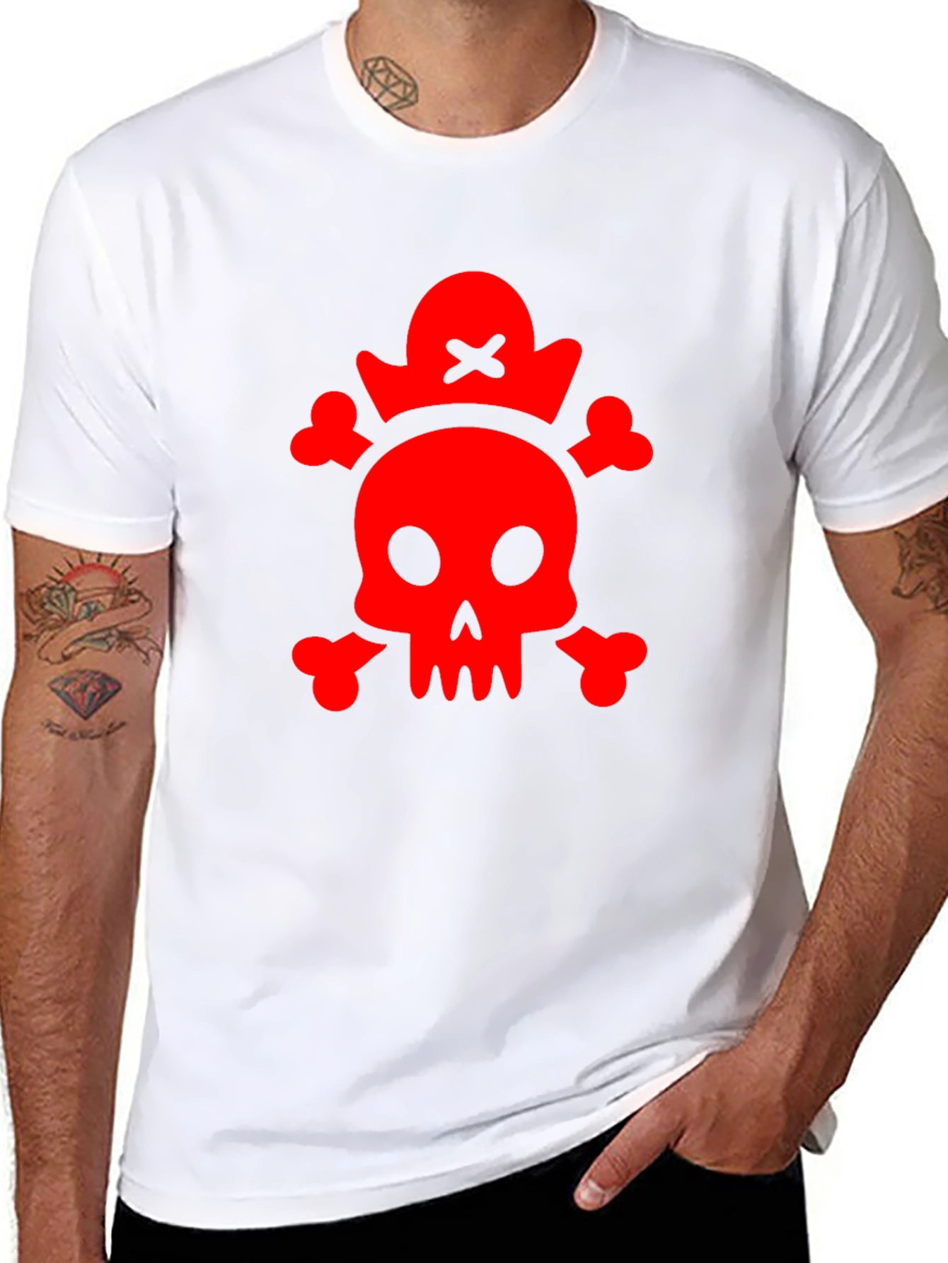 Red Skull & Crossbones Black T-Shirt