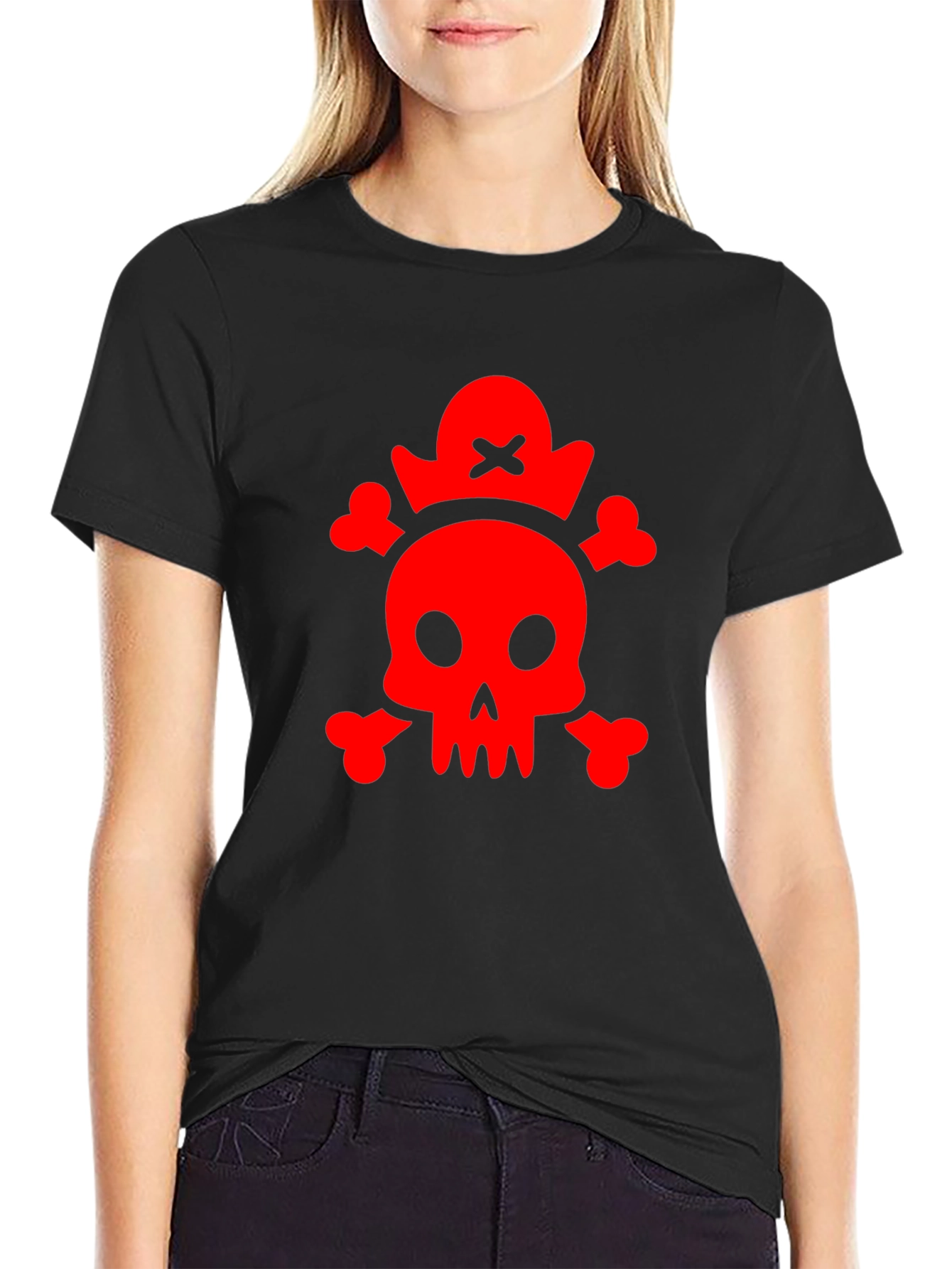 Red Skull & Crossbones Black T-Shirt