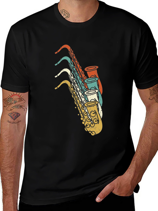 Retro Saxophone Graphic T-Shirt - Vintage Style Musical Tee