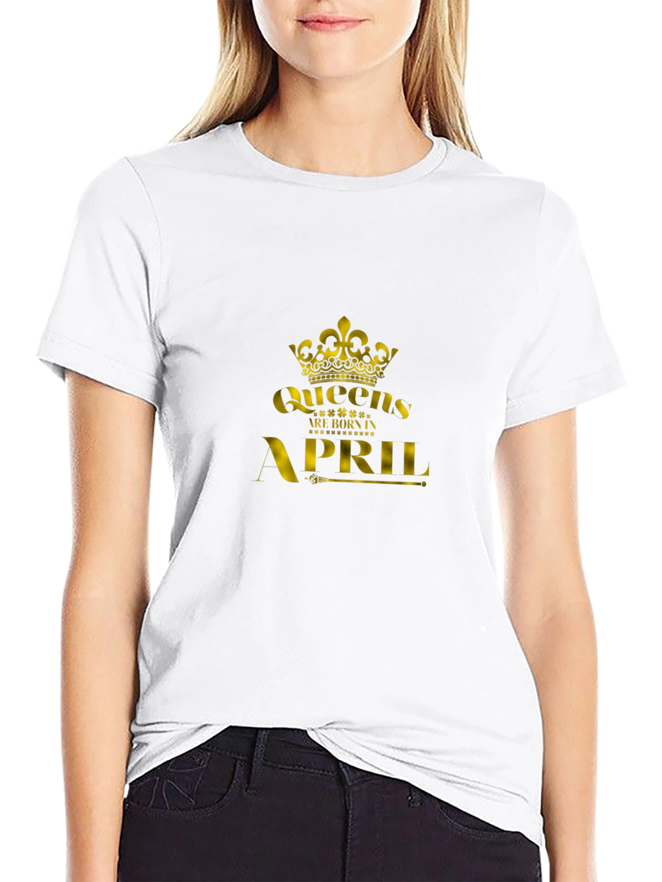 Queens Are Born In April - Black T-Shirt