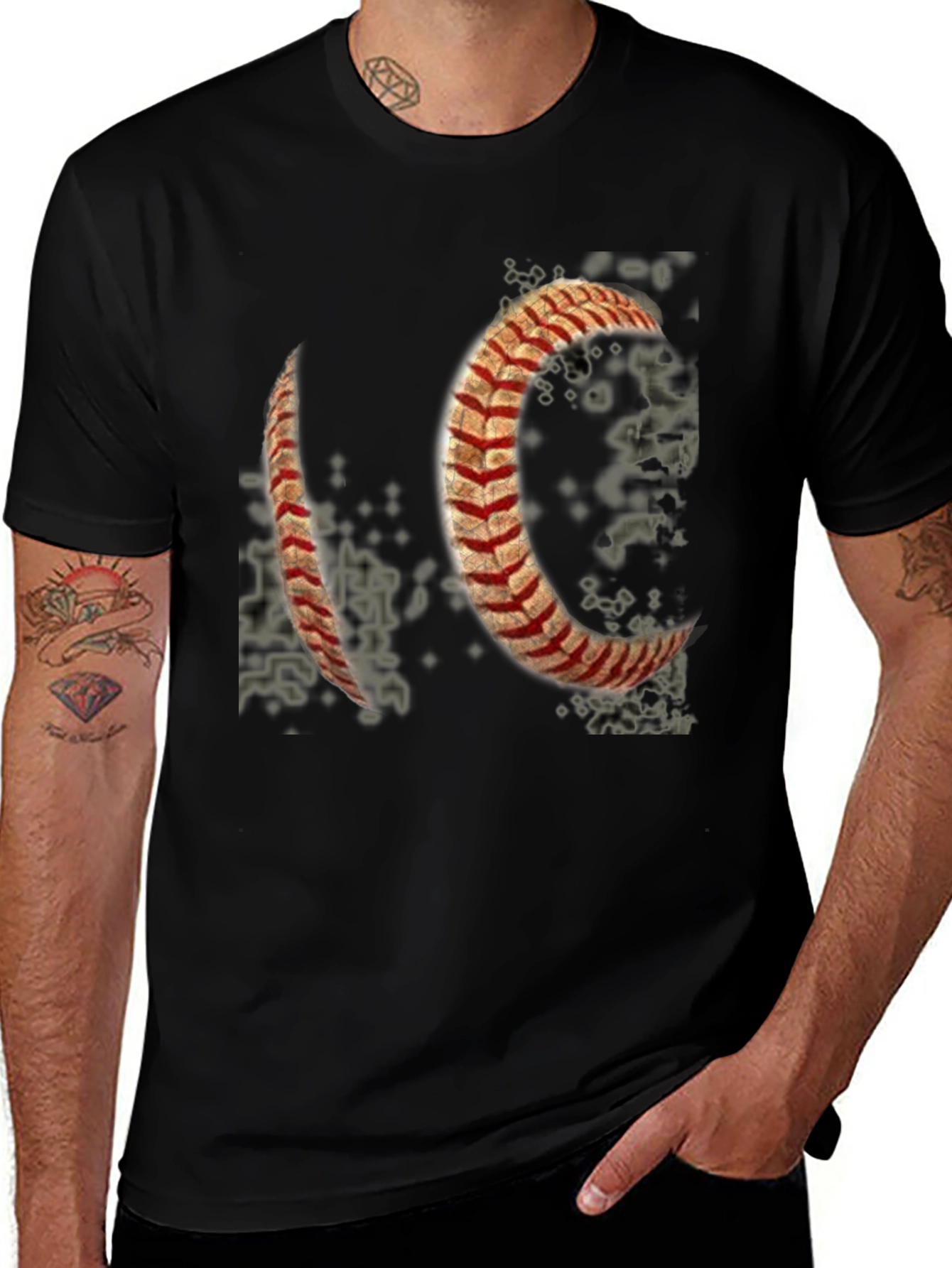Baseball Stitch Graphic T-Shirt - Black