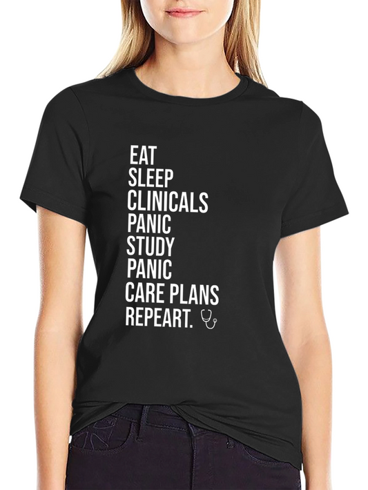 Eat Sleep Clinicals Repeat Black T-Shirt