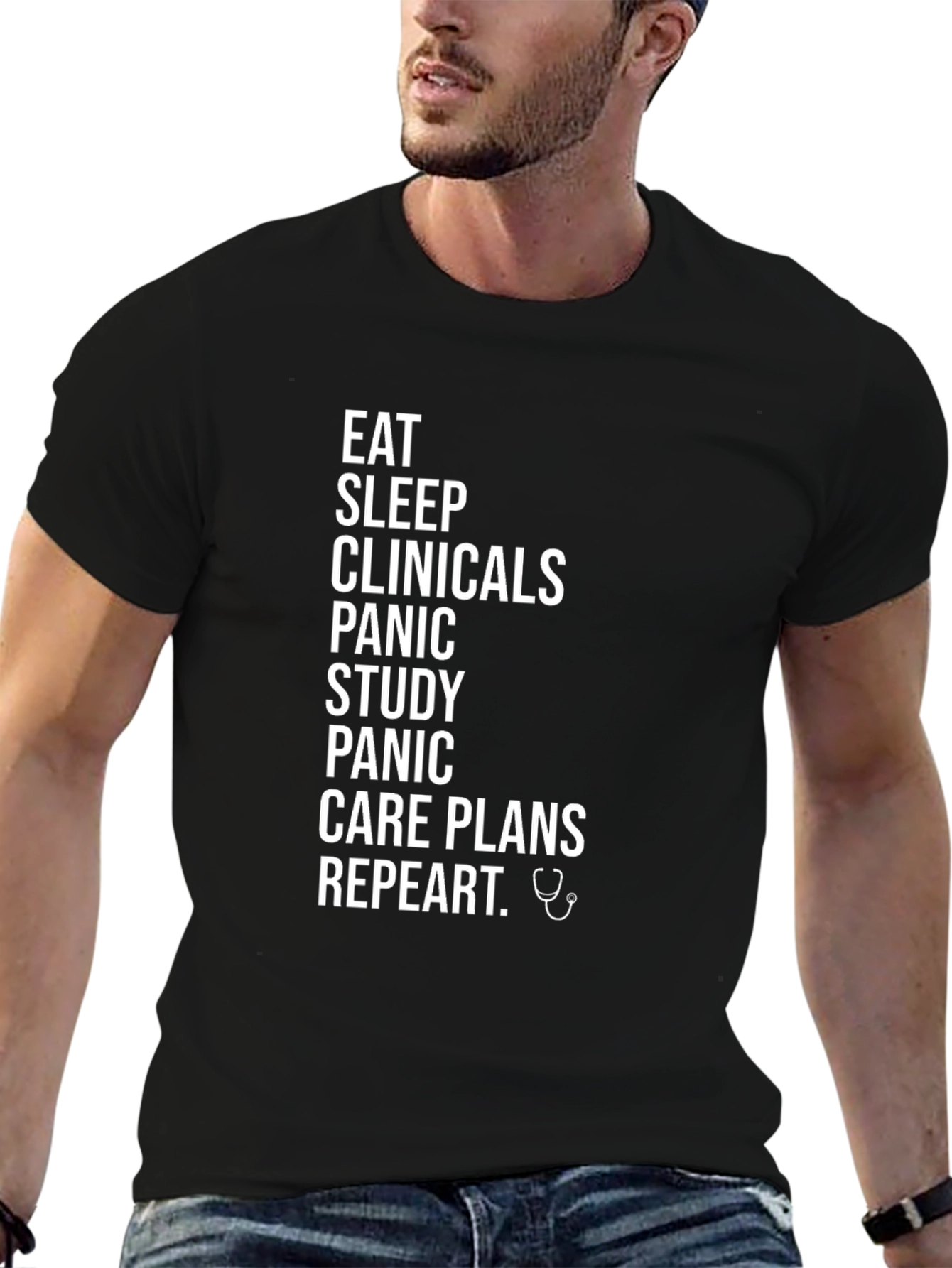 Eat Sleep Clinicals Repeat Black T-Shirt