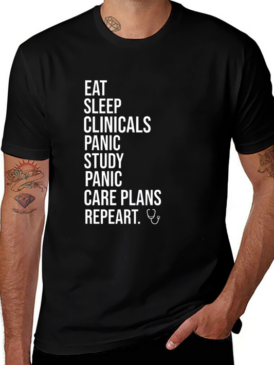 Eat Sleep Clinicals Repeat Black T-Shirt