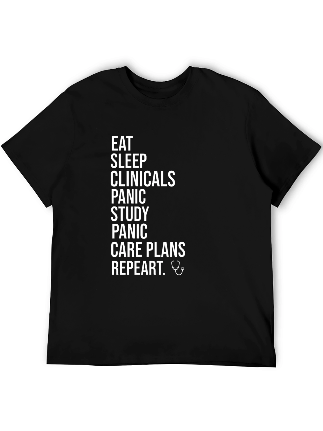Eat Sleep Clinicals Repeat Black T-Shirt