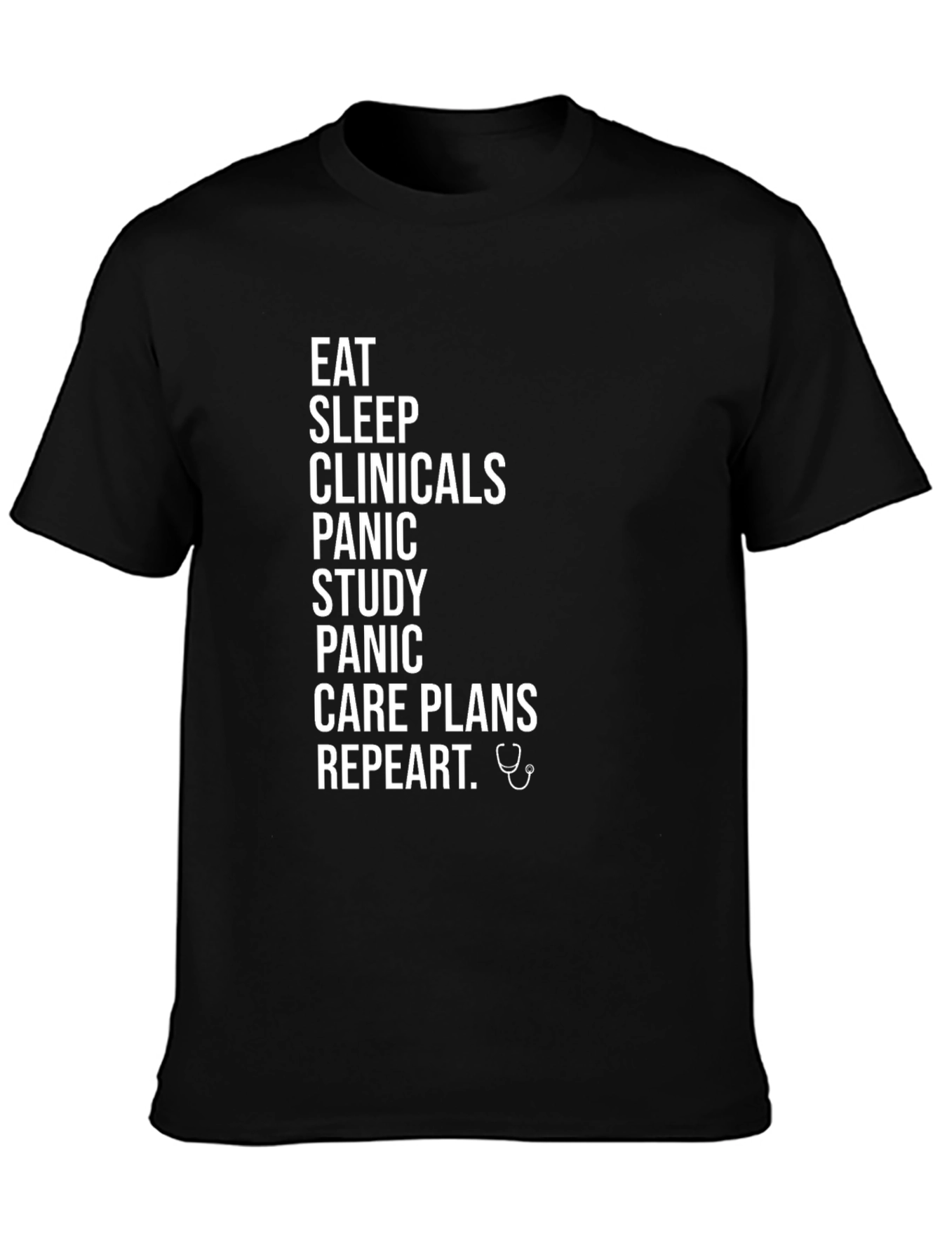 Eat Sleep Clinicals Repeat Black T-Shirt