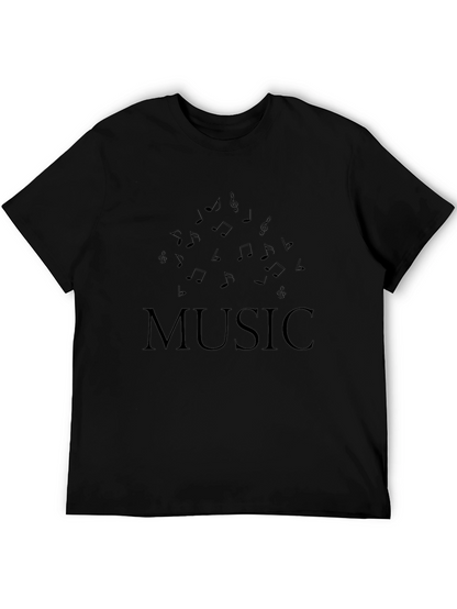 Music Notes Black T-Shirt