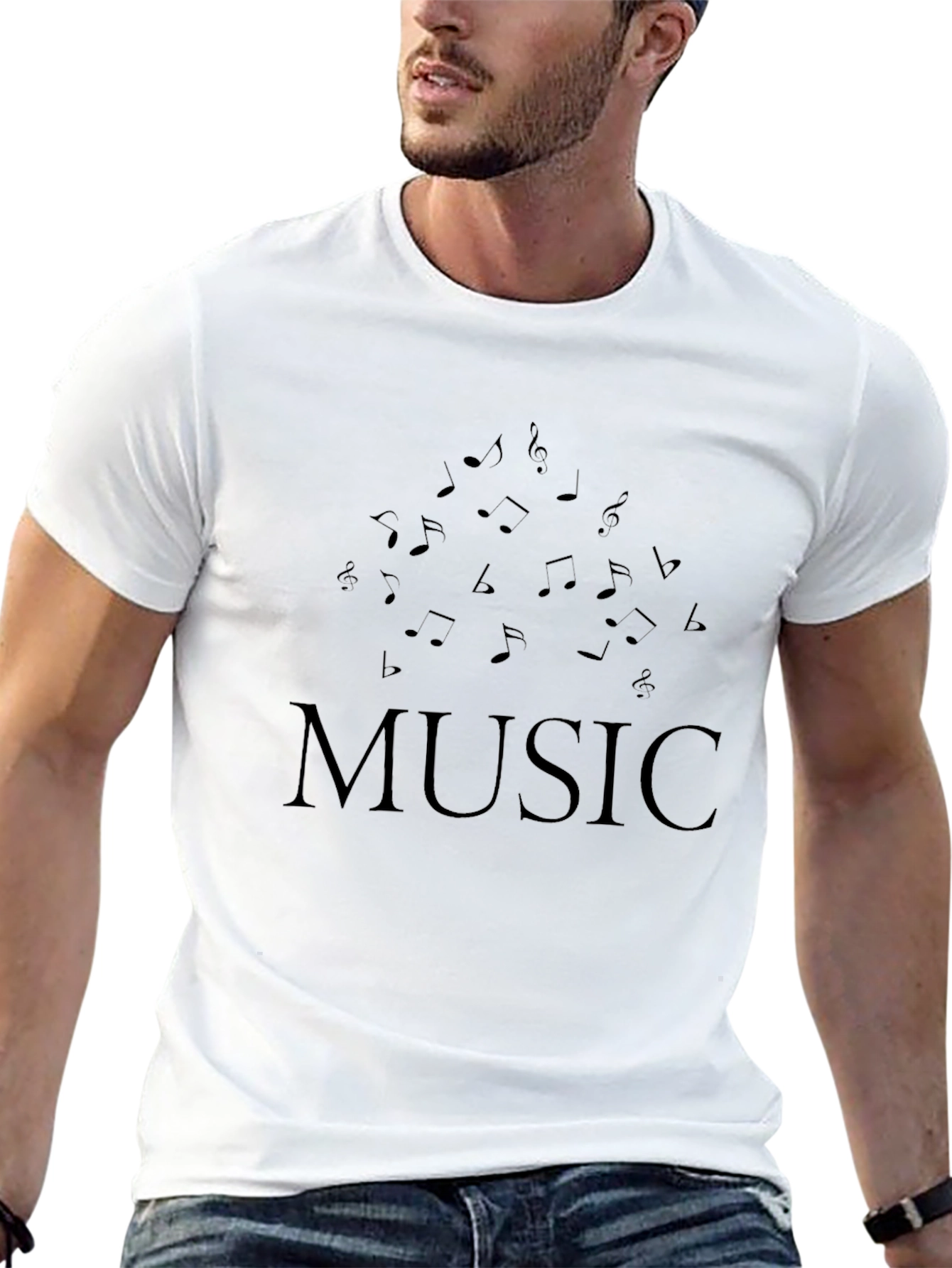 Music Notes Black T-Shirt