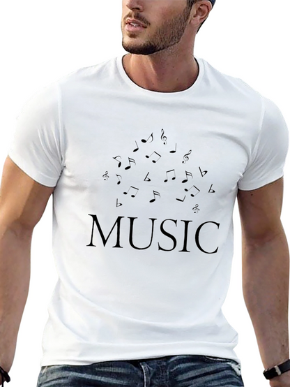 Music Notes Black T-Shirt