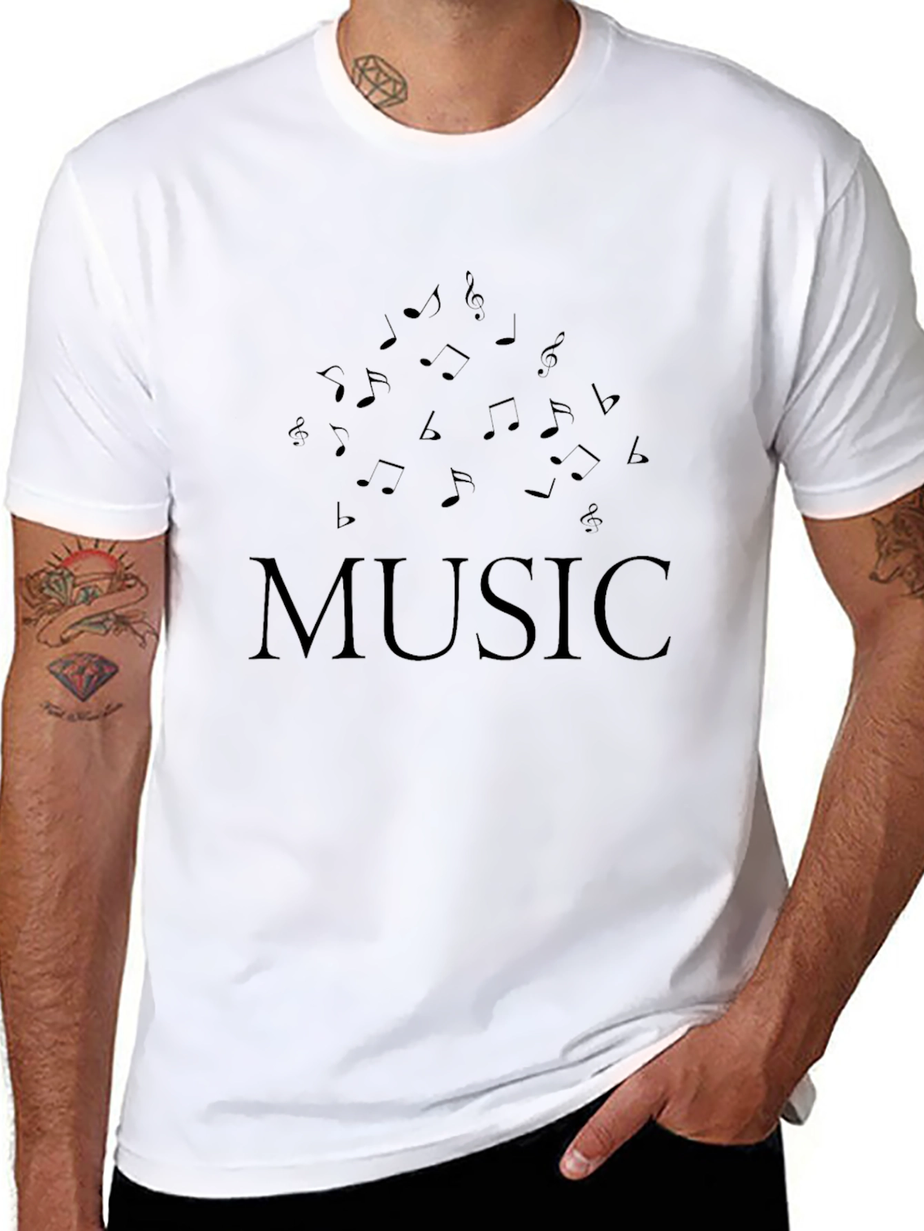 Music Notes Black T-Shirt