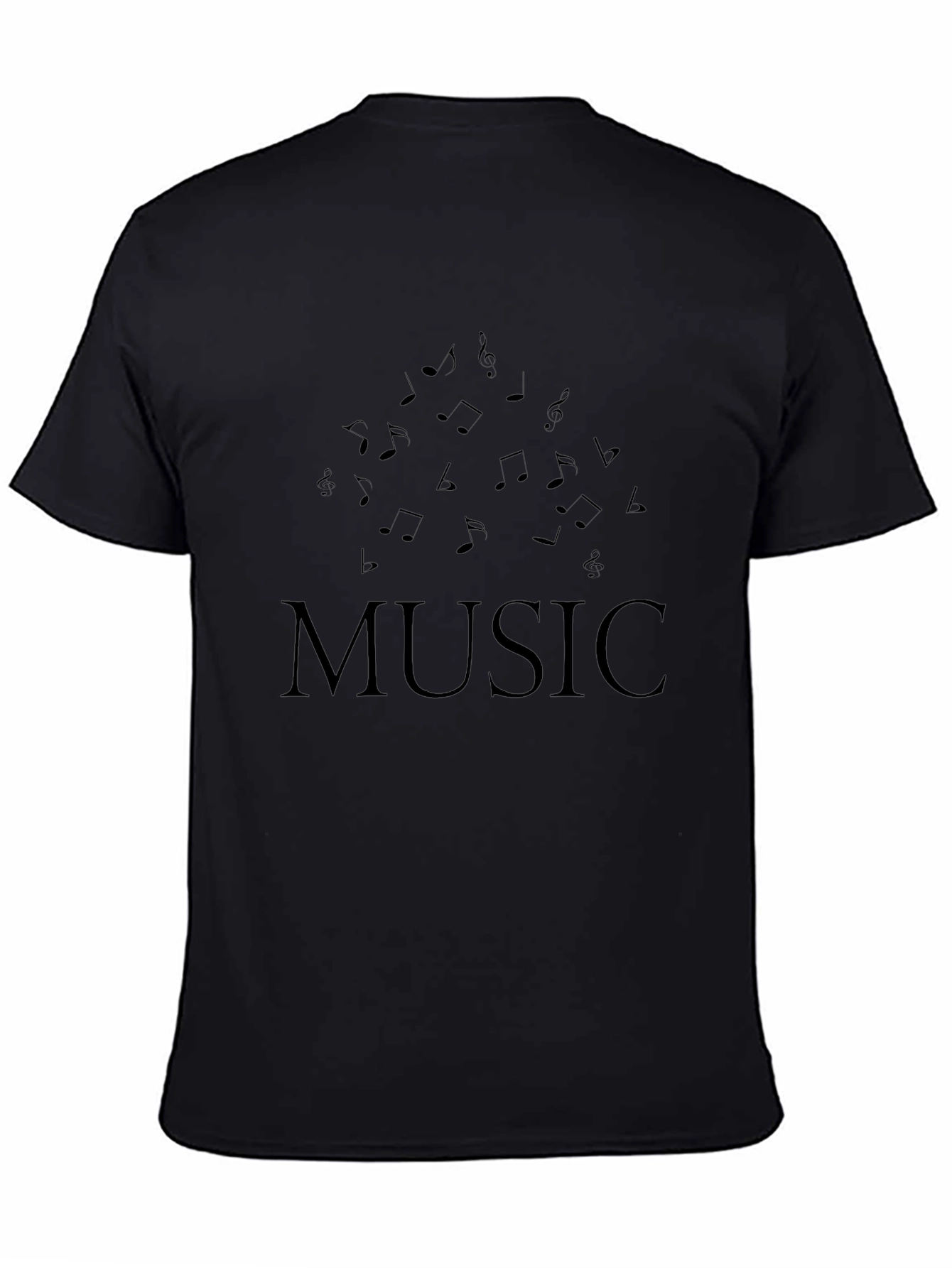 Music Notes Black T-Shirt