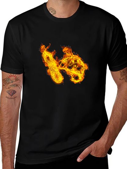 Fiery Climbing Gear Graphic Tee - Black Cotton Shirt