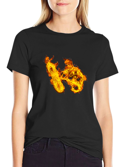 Fiery Climbing Gear Graphic Tee - Black Cotton Shirt