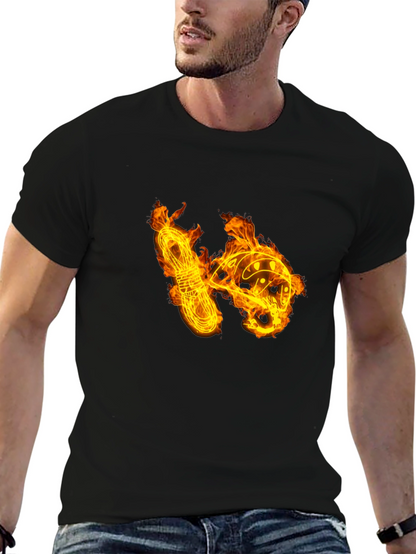 Fiery Climbing Gear Graphic Tee - Black Cotton Shirt