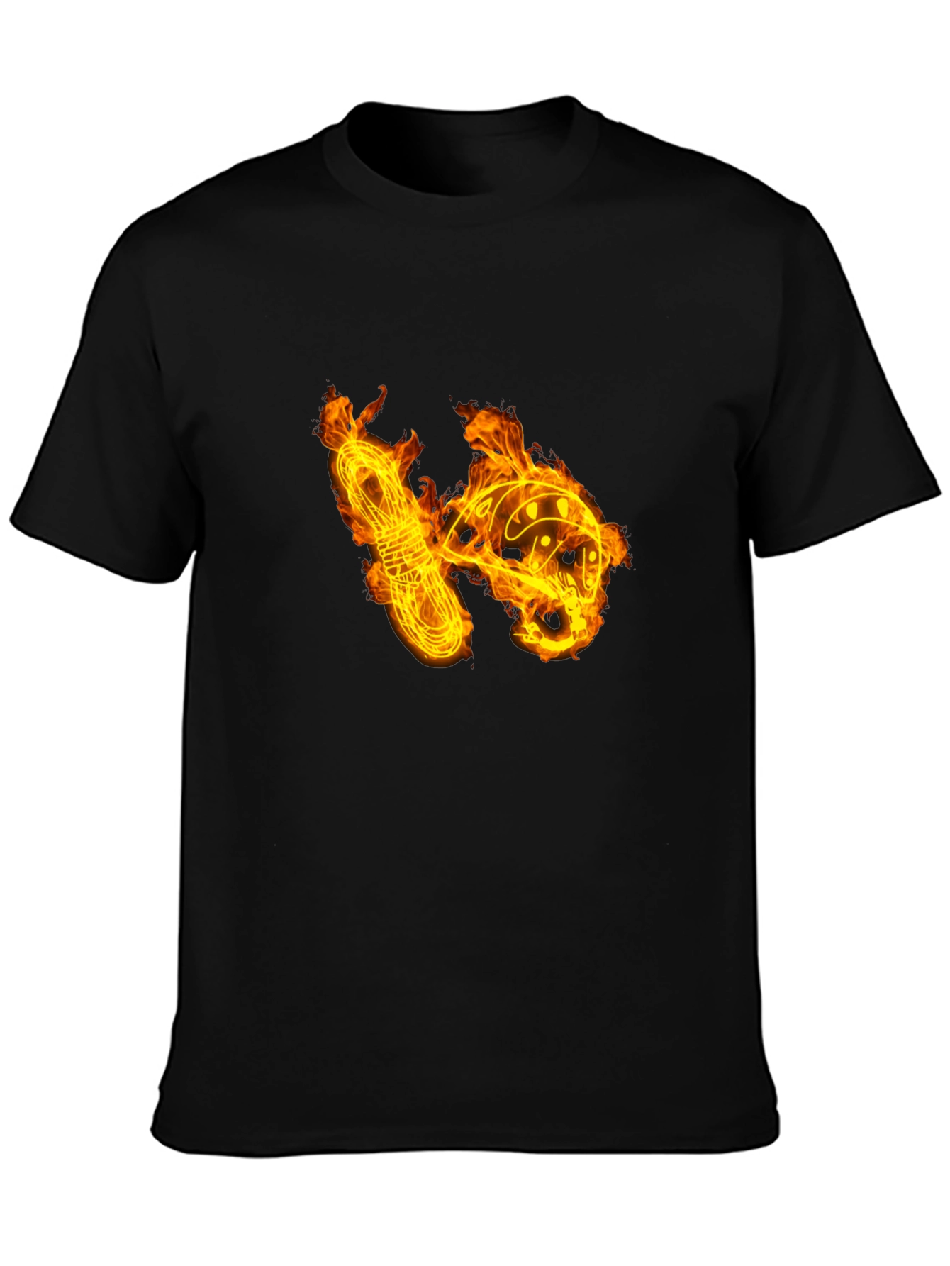 Fiery Climbing Gear Graphic Tee - Black Cotton Shirt