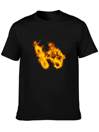 Fiery Climbing Gear Graphic Tee - Black Cotton Shirt