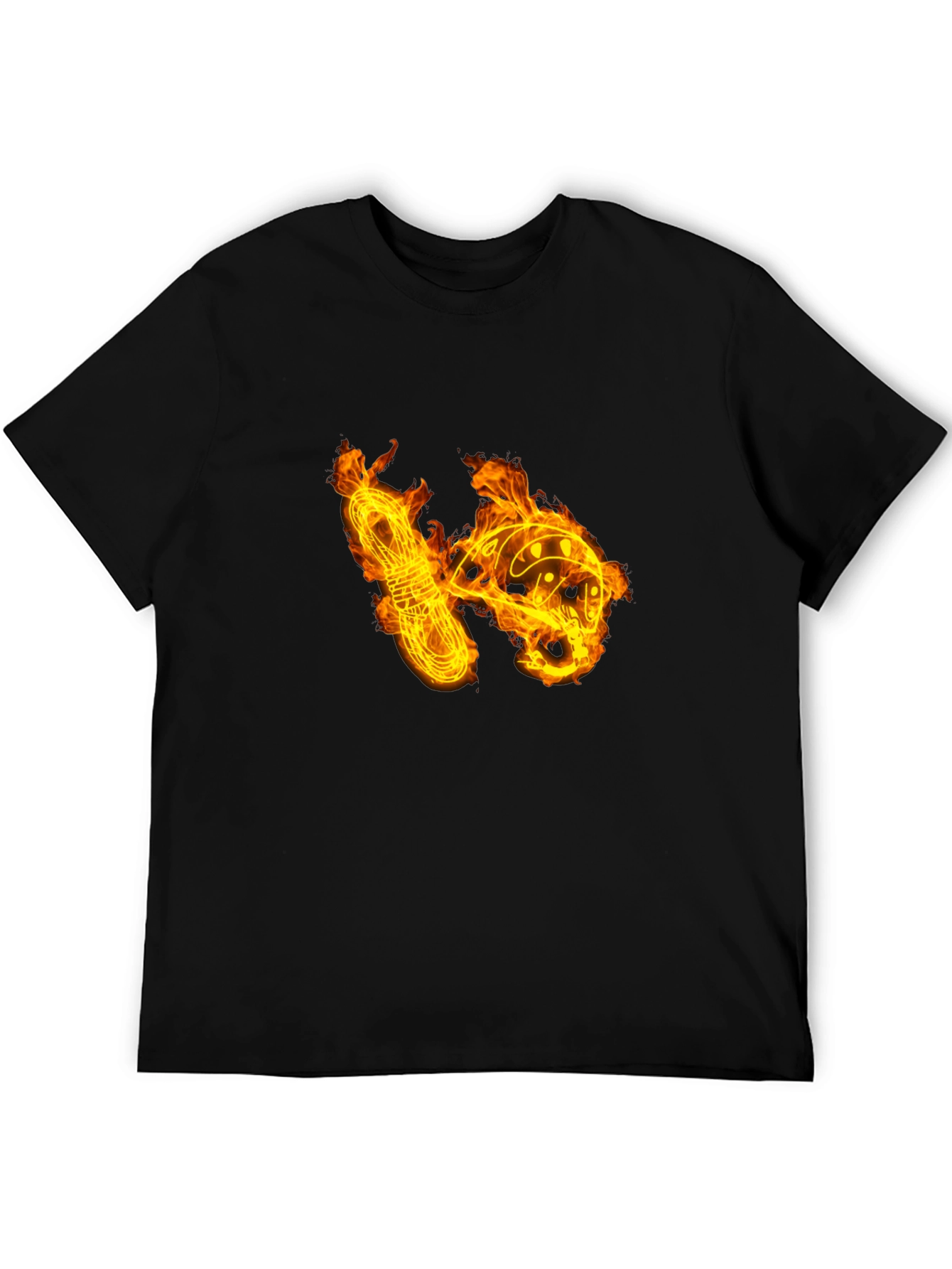 Fiery Climbing Gear Graphic Tee - Black Cotton Shirt