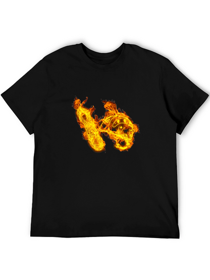 Fiery Climbing Gear Graphic Tee - Black Cotton Shirt