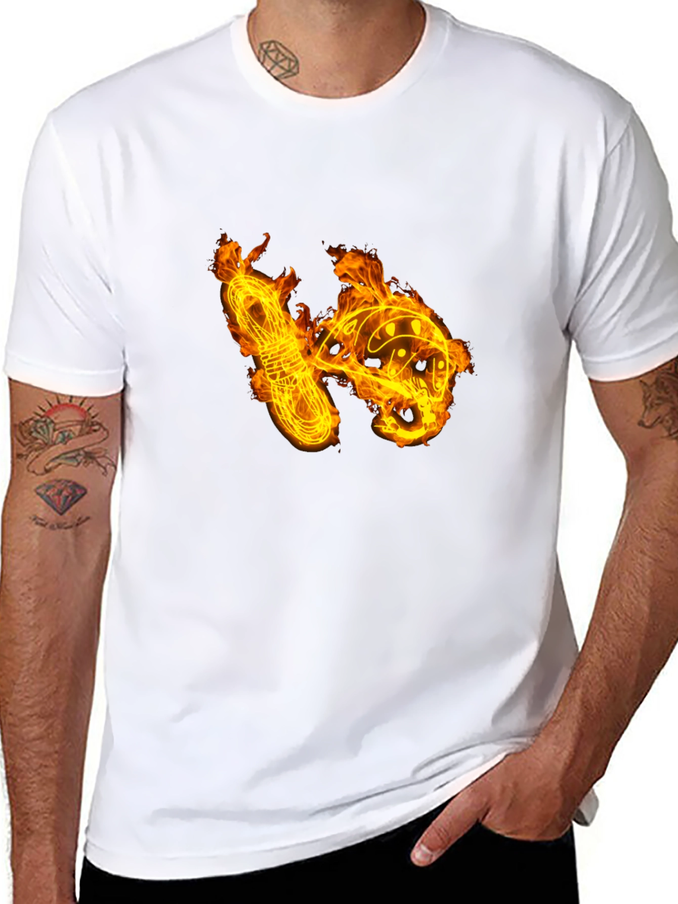 Fiery Climbing Gear Graphic Tee - Black Cotton Shirt