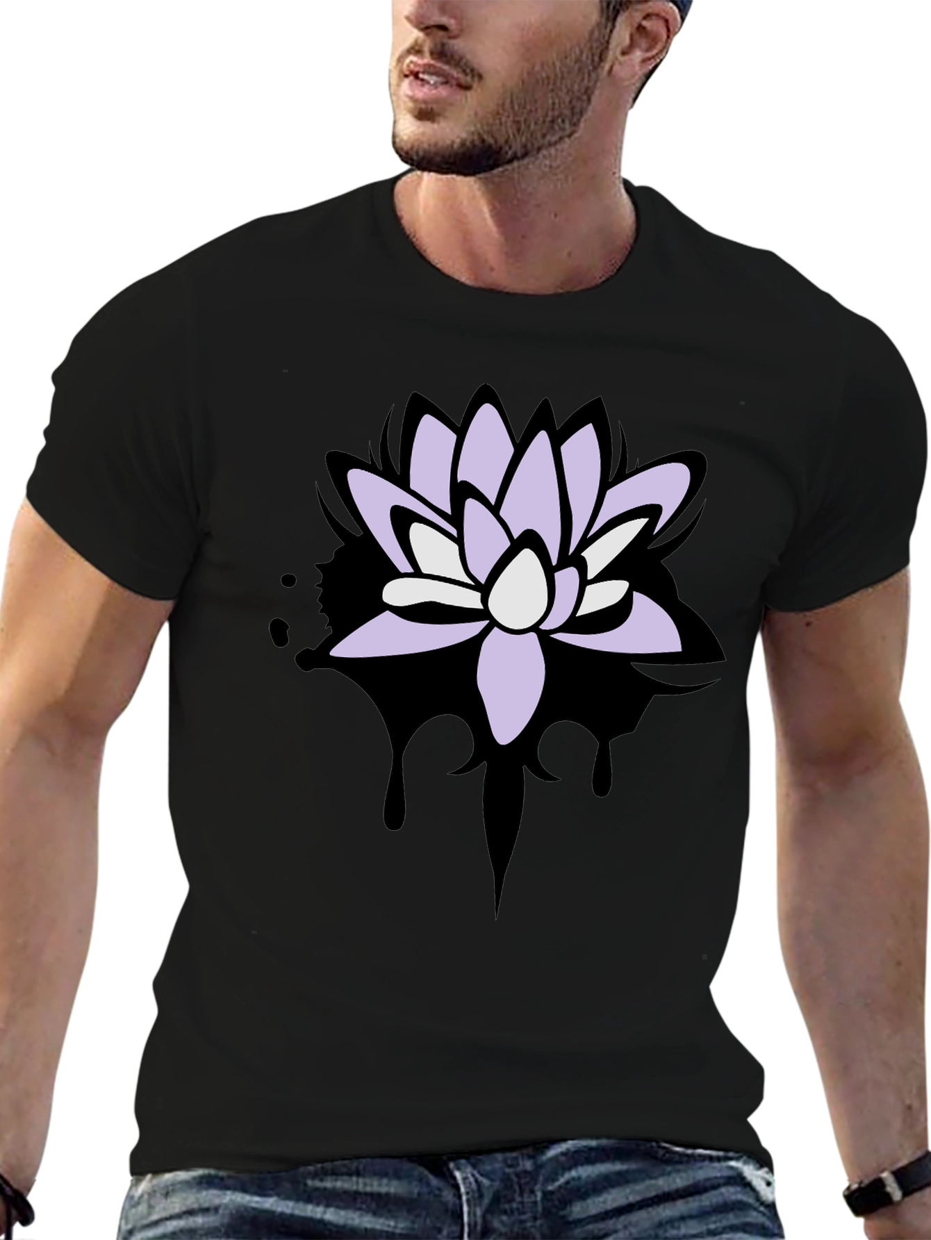 Lotus Flower Graphic T-Shirt - Mens Black Tee