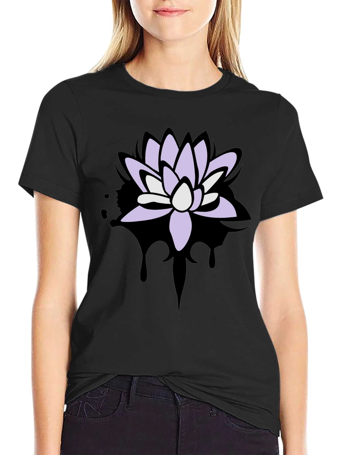 Lotus Flower Graphic T-Shirt - Mens Black Tee