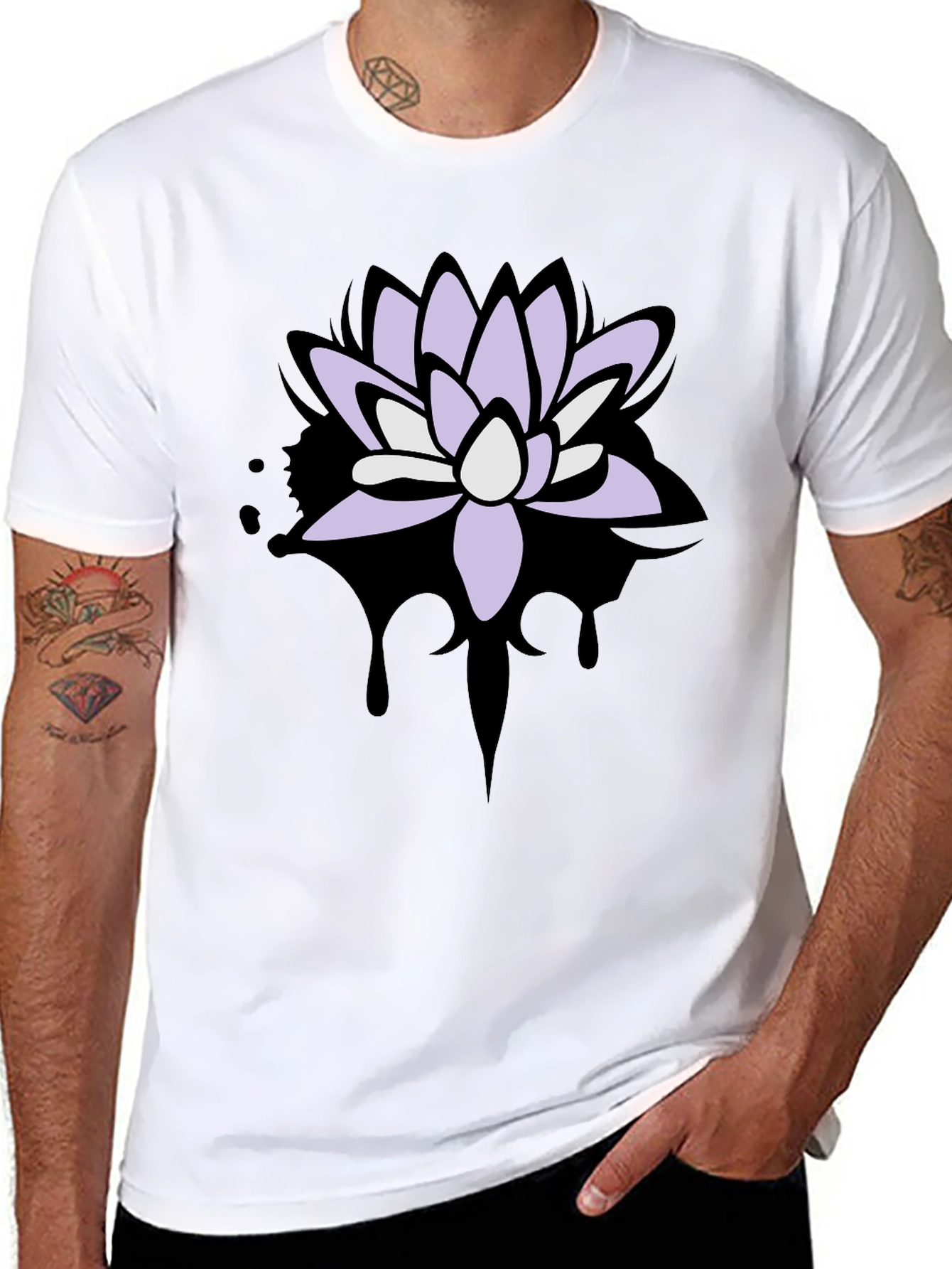 Lotus Flower Graphic T-Shirt - Mens Black Tee