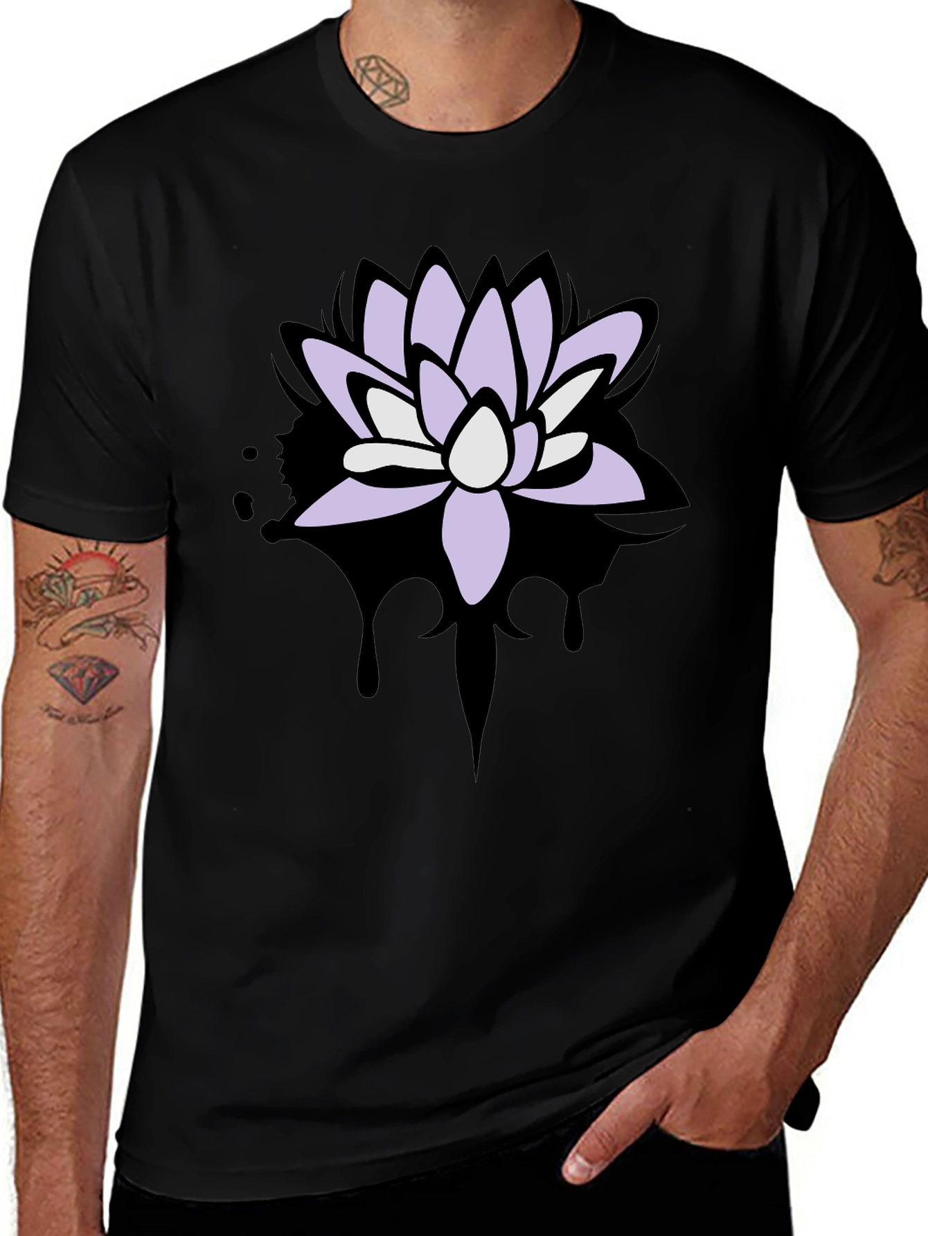 Lotus Flower Graphic T-Shirt - Mens Black Tee