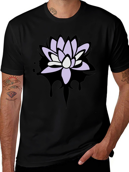 Lotus Flower Graphic T-Shirt - Mens Black Tee