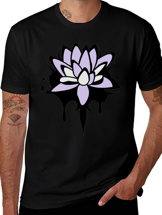 Lotus Flower Graphic T-Shirt - Mens Black Tee
