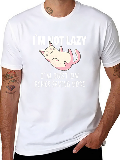 Funny Cat Power Saving Mode Graphic Tee