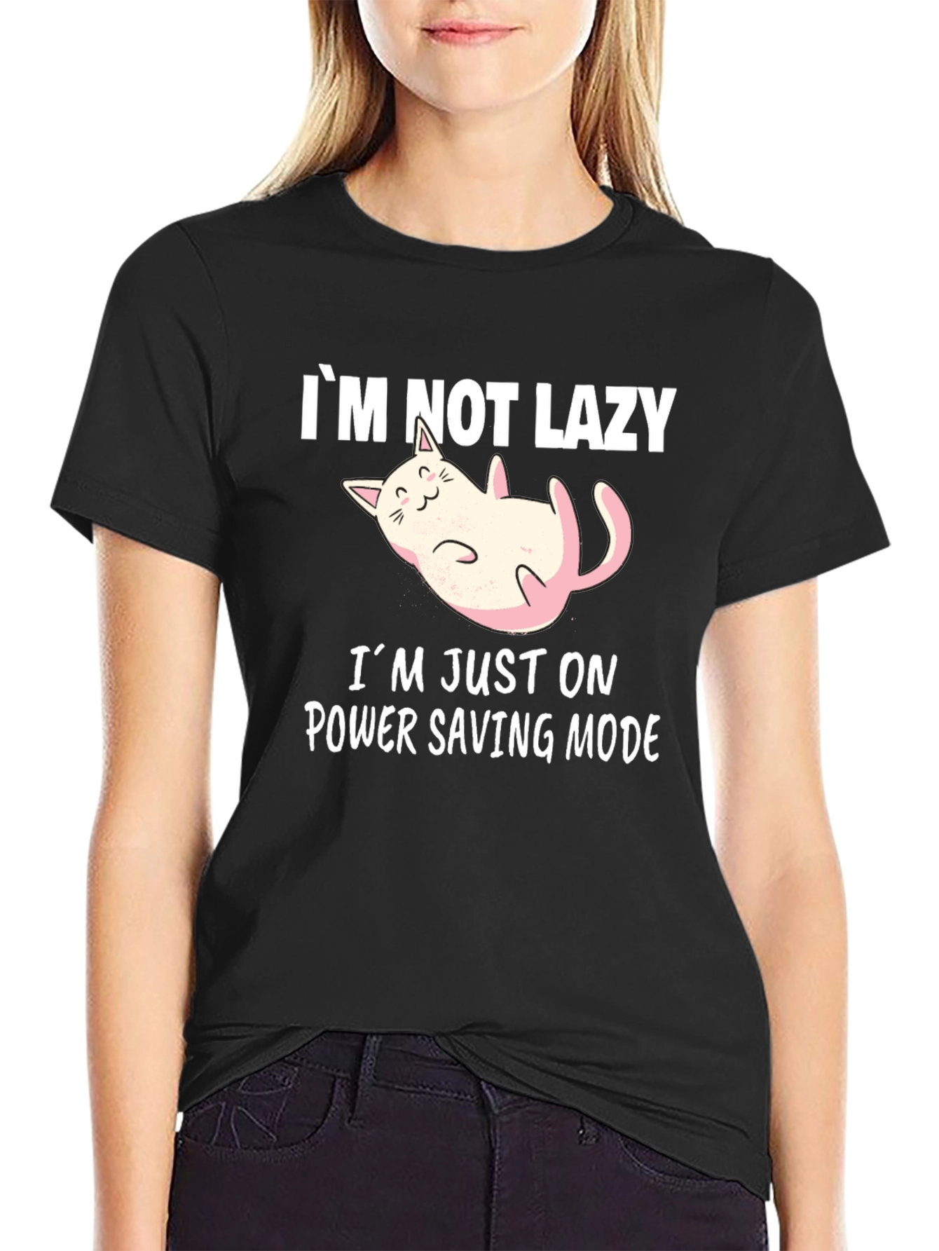 Funny Cat Power Saving Mode Graphic Tee