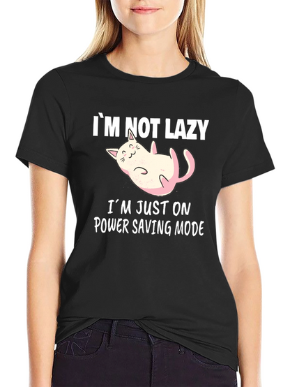 Funny Cat Power Saving Mode Graphic Tee