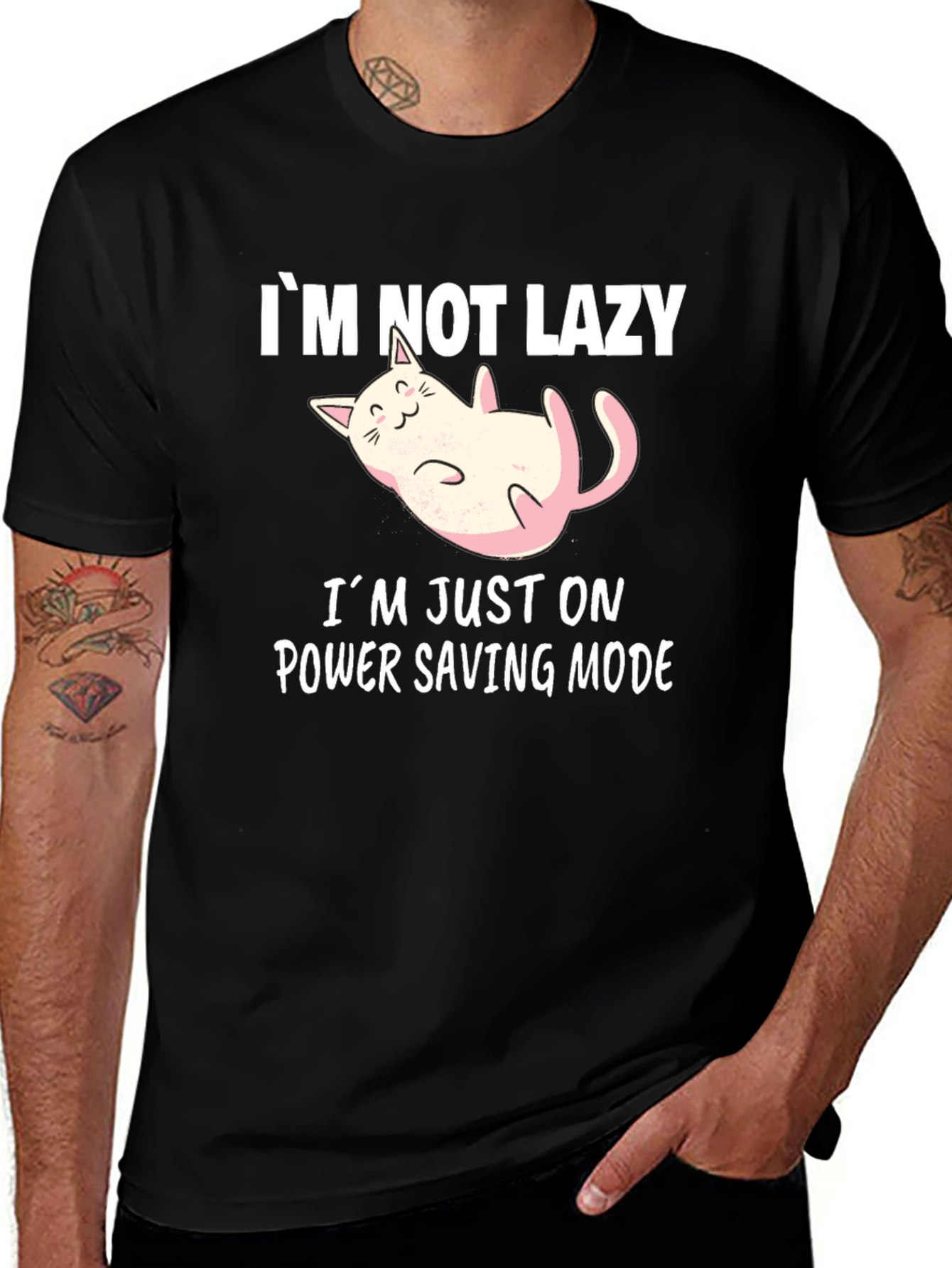 Funny Cat Power Saving Mode Graphic Tee