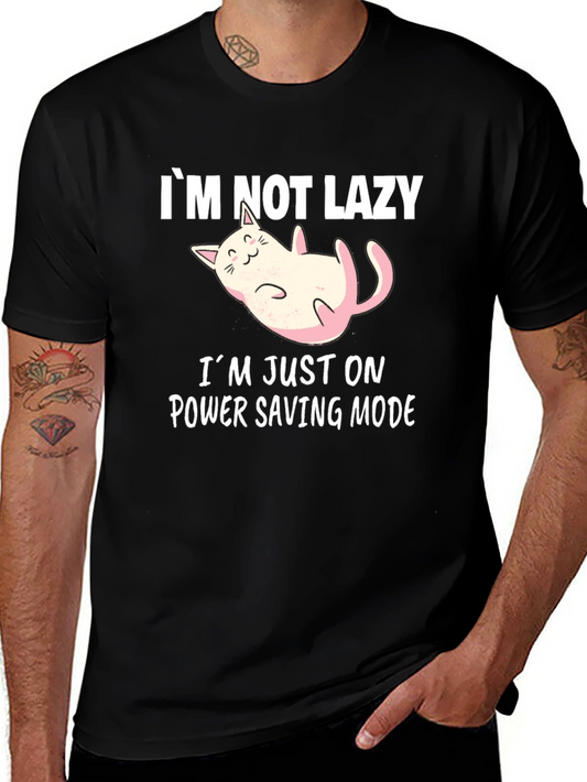Funny Cat Power Saving Mode Graphic Tee
